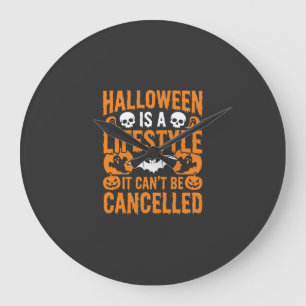 Halloween Lifestyle Spooky Bat Pumpkin Design Large Clock