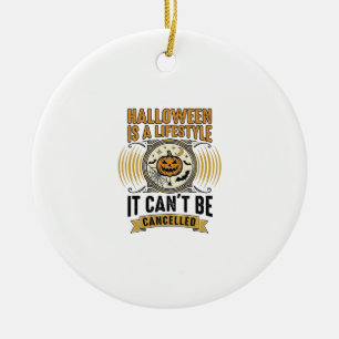 Halloween Lifestyle Vintage Pumpkin Typography Des Ceramic Ornament