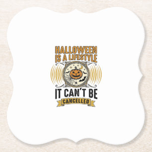 Halloween Lifestyle Vintage Pumpkin Typography Des Paper Coaster