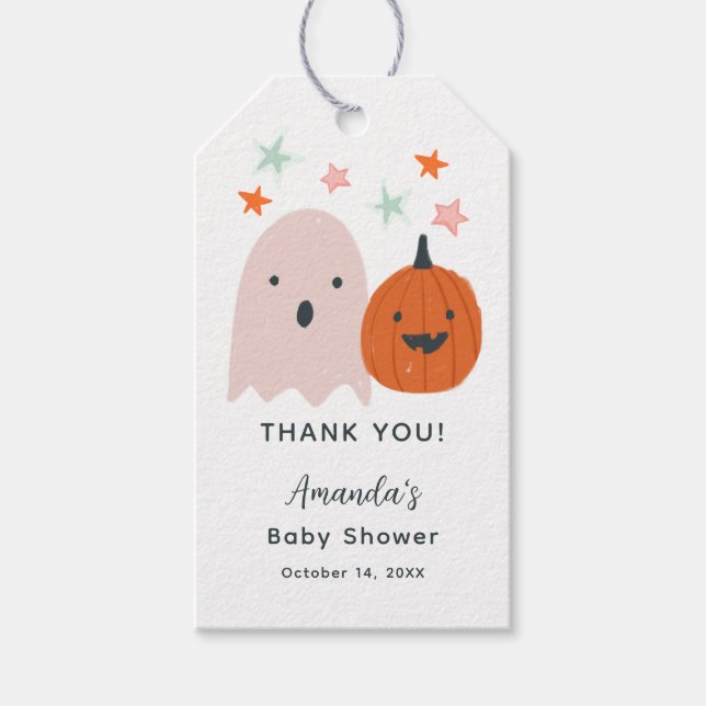 Halloween Little Boo Baby Girl Shower Gift Tag (Front)