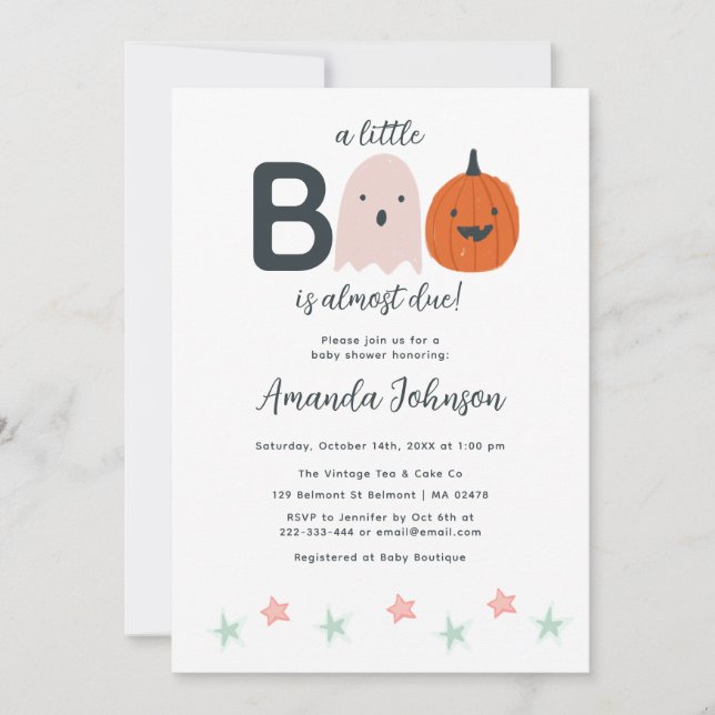 Halloween Little Boo Baby Girl Shower Invitation (Front)