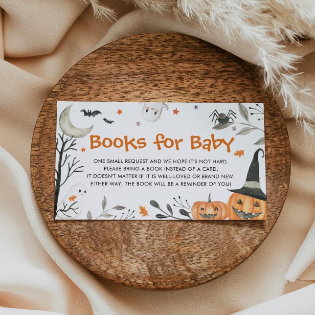 Halloween Little Boo Baby Shower Books For Baby Enclosure Card (Creator Uploaded)
