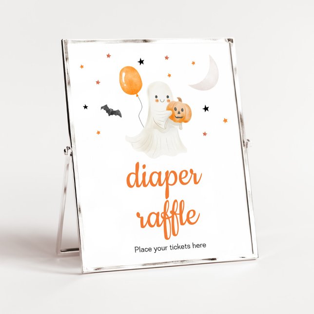 Halloween Little Boo Baby Shower Diaper Raffle Poster (A Little Boo Baby Shower Diaper Raffle Sign)