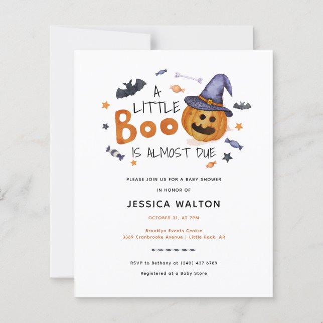 Halloween Little Boo Baby Shower Invitation (Front)