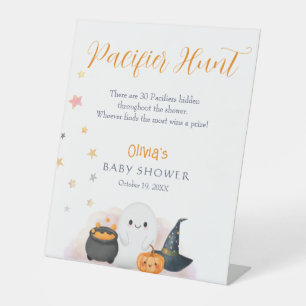 Halloween Little Boo Baby Shower Pacifier Hunt Pedestal Sign