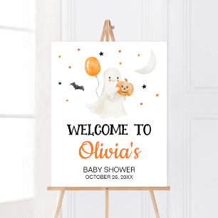 Halloween Little Boo Baby Shower Welcome Poster