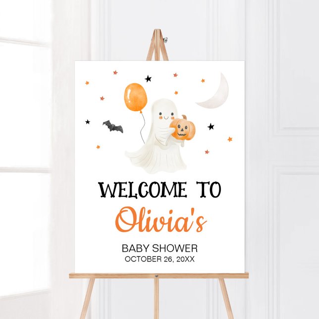 Halloween Little Boo Baby Shower Welcome Poster (A Little Boo Baby Shower Welcome Sign)