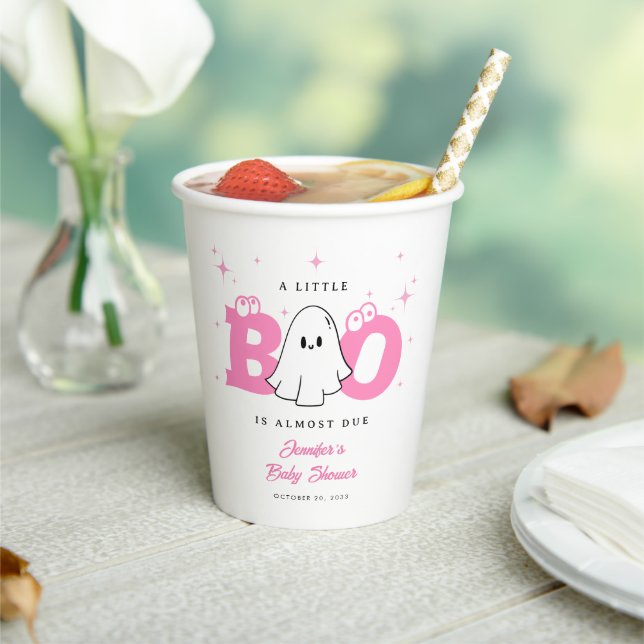 Halloween Little Boo Cute Ghost Girl Baby Shower Paper Cups (Insitu)