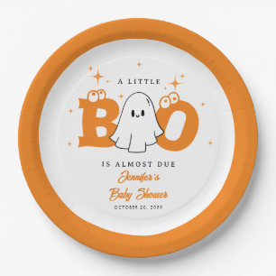 Halloween Little Boo Cute Neutral Baby Shower Paper Plate