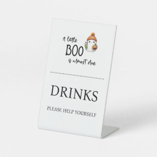 Halloween Little Boo Drinks Baby Shower  Pedestal Sign