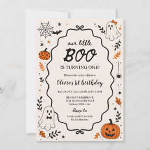 Halloween Little Boo Ghost 1st Birthday Party Invitation