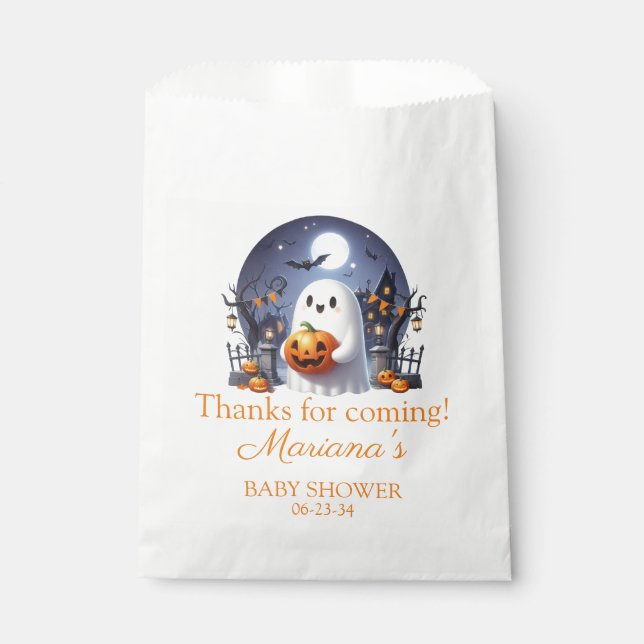 Halloween Little Boo Ghost Baby Shower Favour Bag (Front)
