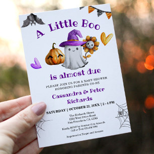 Halloween Little Boo Ghost Baby Shower Invitation