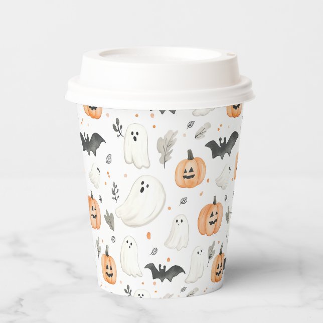 Halloween Little Boo Ghost Cute Baby Shower Paper Cups (Front)