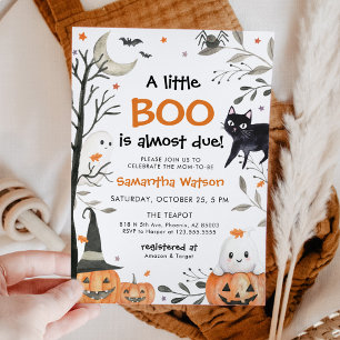 Halloween Little Boo Ghost Pumpkin Baby Shower Invitation