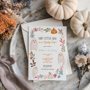 Halloween little boo Ghosts boy kids 1st birthday Invitation