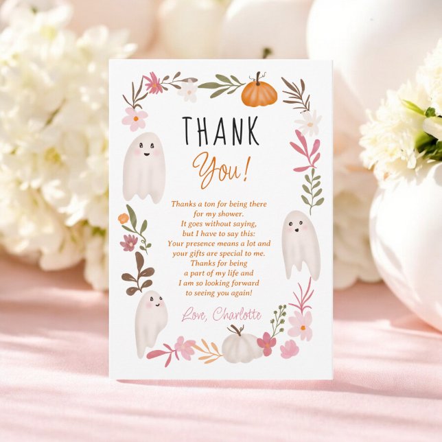 Halloween little boo Ghosts Cute baby shower Thank You Card (Halloween little boo Ghosts Cute baby shower Thank You Card)