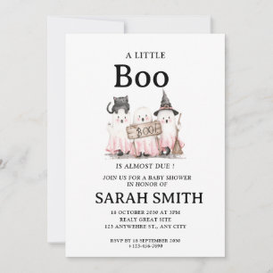 Halloween Little Boo is Almost Due Baby Shower Inv Invitation