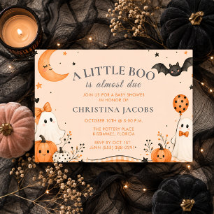 Halloween Little Boo Is Almost Due Baby Shower Invitation