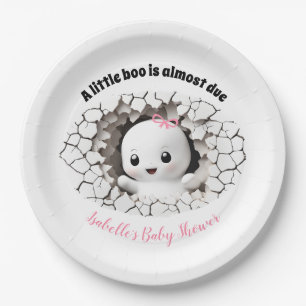 Halloween Little Boo Pink Baby Shower Paper Plates