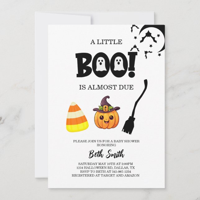 Halloween Little Boo Punkin Baby Shower Invitation (Front)