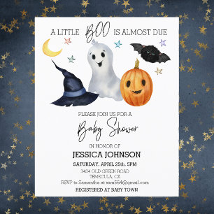 Halloween Little Boo Watercolor Baby Shower 