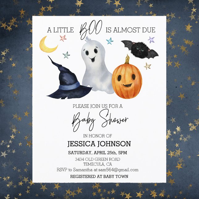 Halloween Little Boo Watercolor Baby Shower  (Creator Uploaded)