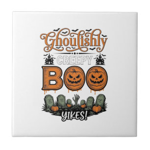 Halloween Little Boo Yah Cute Spooky Vector Design Ceramic Tile