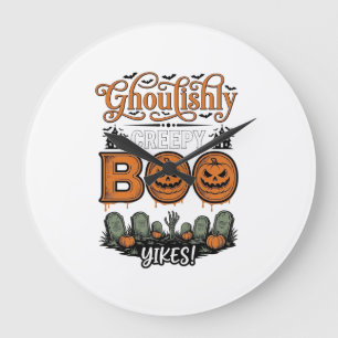 Halloween Little Boo Yah Cute Spooky Vector Design Large Clock
