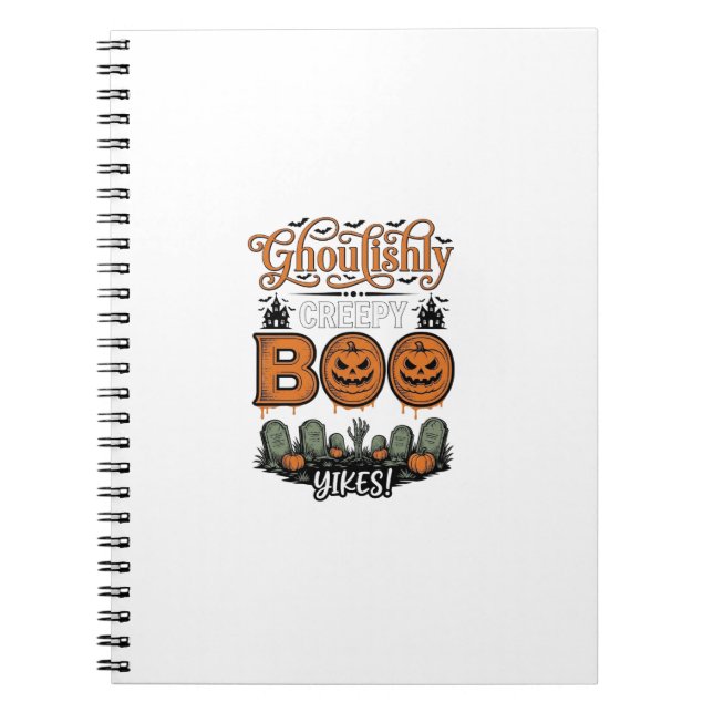 Halloween Little Boo Yah Cute Spooky Vector Design Notebook (Front)