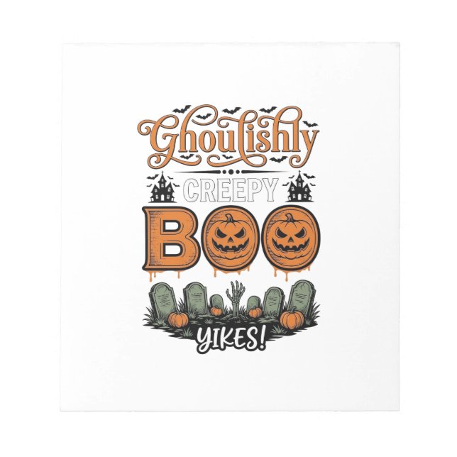 Halloween Little Boo Yah Cute Spooky Vector Design Notepad (Front)