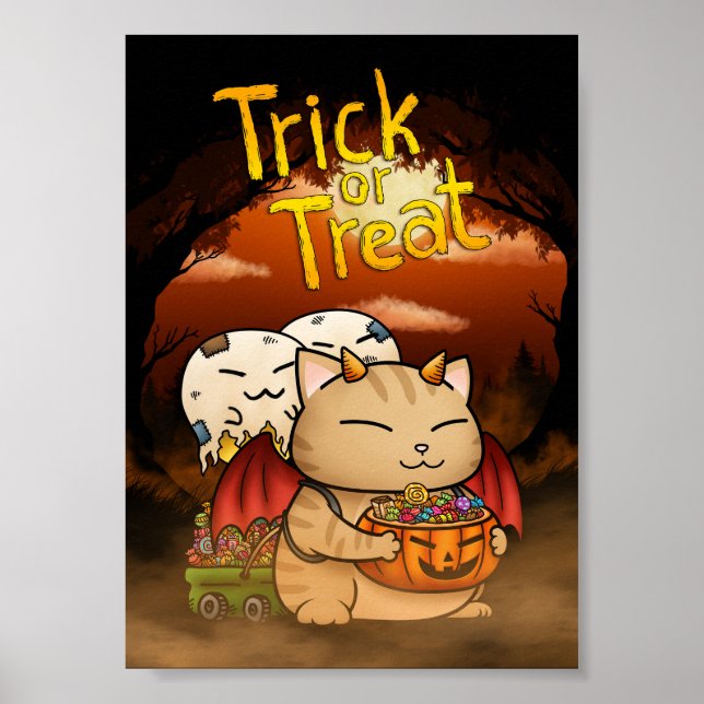 Halloween Little Devil Cat Poster (Front)