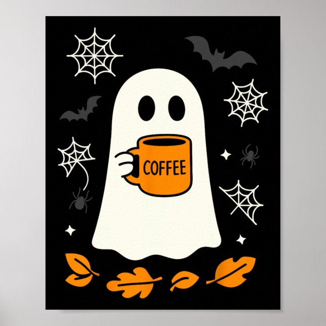 Halloween Little Ghost Ice Coffee Tee  Poster (Front)