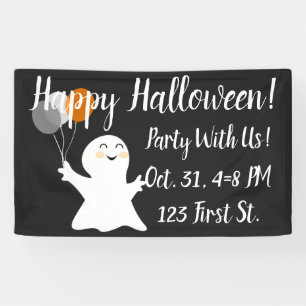 Halloween Little Ghost with Balloons Banner
