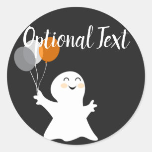 Halloween Little Ghost with Balloons Classic Round Sticker
