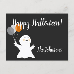 Halloween Little Ghost with Balloons Postcard