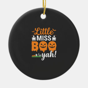 Halloween Little Miss Boo Yah Pumpkin Design_1 Ceramic Ornament