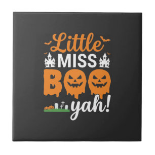 Halloween Little Miss Boo Yah Pumpkin Design_1 Ceramic Tile