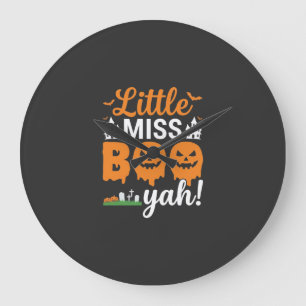 Halloween Little Miss Boo Yah Pumpkin Design_1 Large Clock