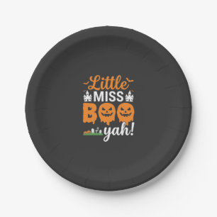 Halloween Little Miss Boo Yah Pumpkin Design_1 Paper Plate