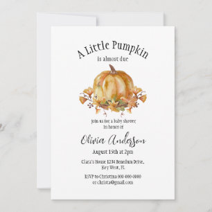Halloween Little Pumpkin Baby Shower Invitation