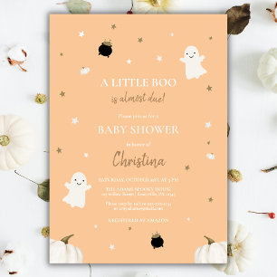 Halloween Little Pumpkin Boo Baby Shower Orange Invitation