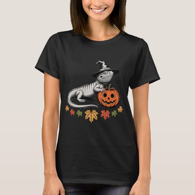 Halloween Lizard with Pumpkin Hat T-Shirt (Front)