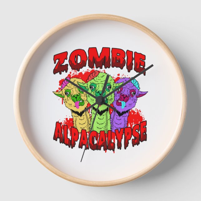 Halloween Llama Alpaca Funny Lama Glama Cool Gift Clock (Front)