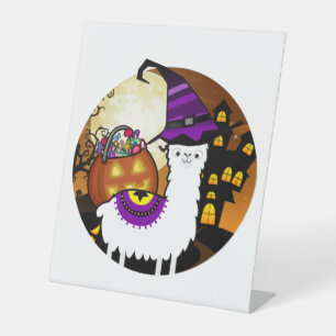 Halloween Llama Alpaca Funny Lama Glama Cool Gift Pedestal Sign