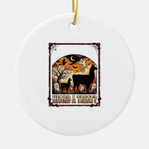 Halloween Llama Shirt Spooky Treat Graveyard Art_1 Ceramic Ornament