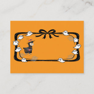 Halloween Llama Wearing Witch Hat Orange Place Card
