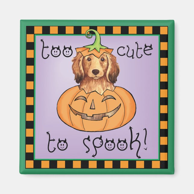 Halloween Longhaired Dachshund Magnet (Front)