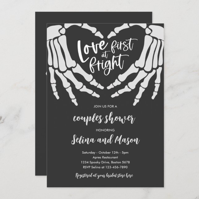 Halloween Love At First Fright Couples Shower Invitation (Front/Back)