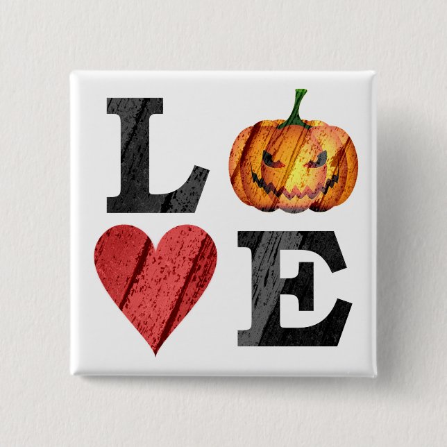 Halloween LOVE with Scary Jack o'lantern 15 Cm Square Badge (Front)